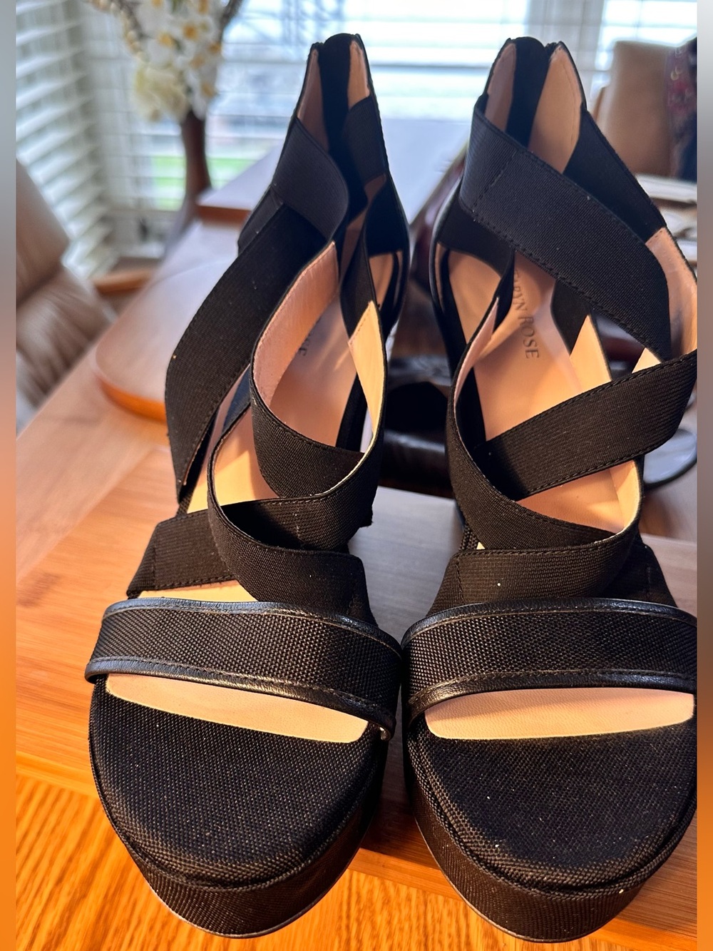 Taryn Rose, Black, Strappy, 4”Wedge, Back Zip Sandals, New, Unworn, size 41